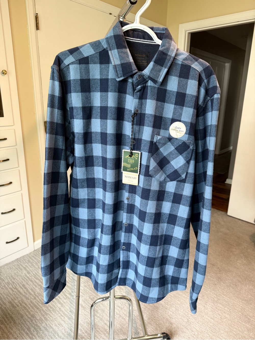 Nomad Blue and Navy Check Button-Down Shirt